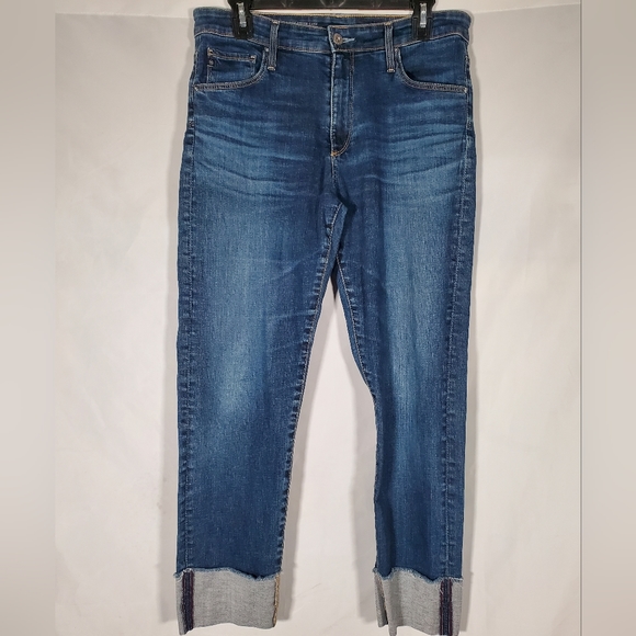 AG ADRIANO GOLDSCHMIED STEVIE HIGH-RISE SKINNY ANKLE CUFF DENIM JEANS - Picture 3 of 8